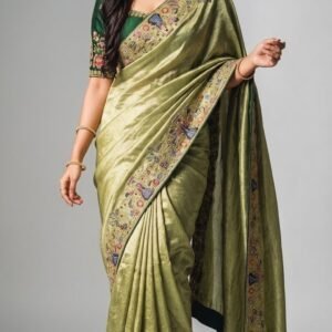 Tissue Jacquard Saree with Multicolour Sequin & Thread Work