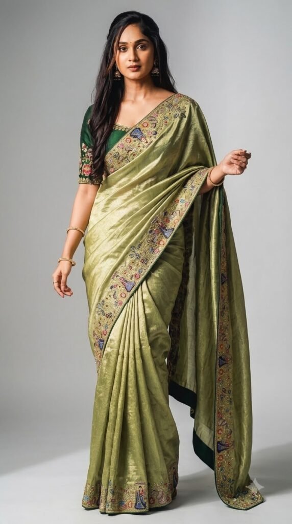Tissue Jacquard Saree with Multicolour Sequin & Thread Work